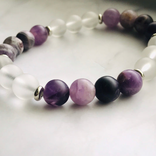 Amethyst Gemstone Handmade Bracelet, Energy Bracelet, Energy Healing Gemstone Beaded Bracelet