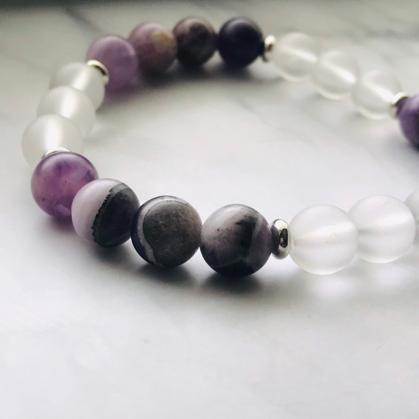 Amethyst Gemstone Handmade Bracelet, Energy Bracelet, Energy Healing Gemstone Beaded Bracelet