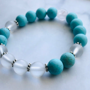 Handmade Turquoise, Clear Quartz, Rose Quartz, Gemstone Bracelet, Energy Bracelet, Healing Bracelet