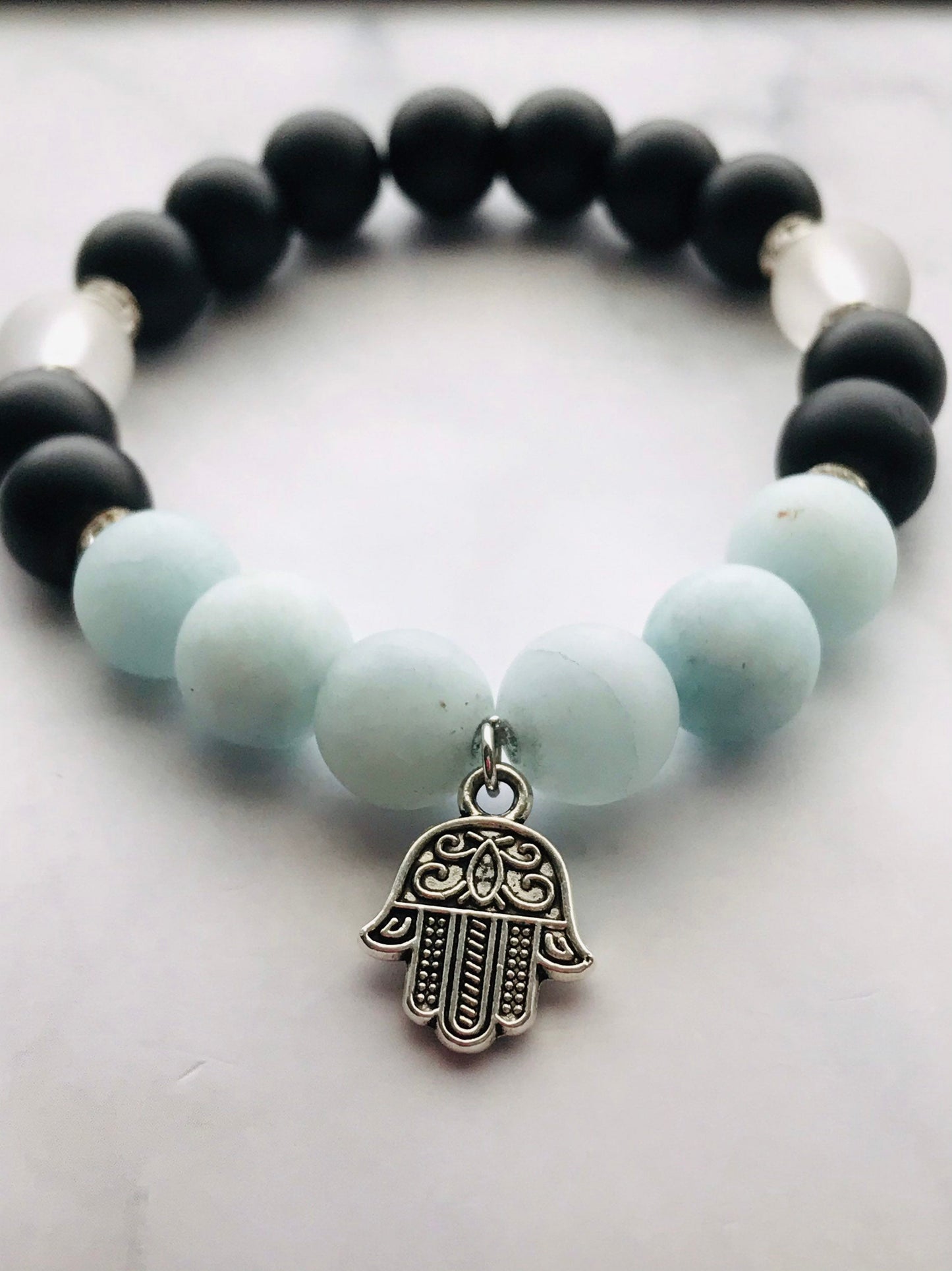 Handmade Black Obsidian, Clear Quartz, Aquamarine, Gemstone Bracelet, Energy Bracelet, Healing Bracelet, Mercury Retrograde Gemstones