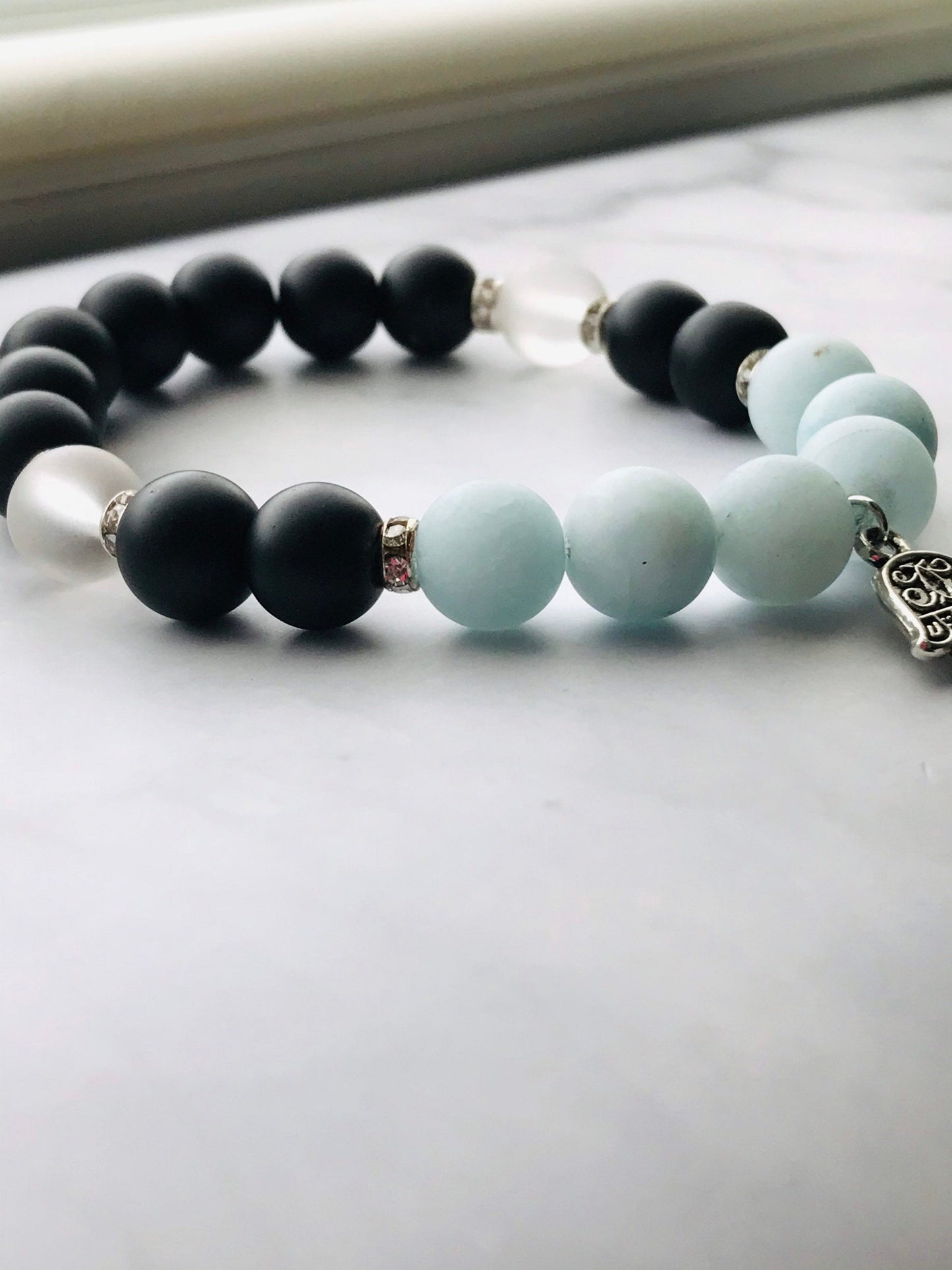 Handmade Black Obsidian, Clear Quartz, Aquamarine, Gemstone Bracelet, Energy Bracelet, Healing Bracelet, Mercury Retrograde Gemstones
