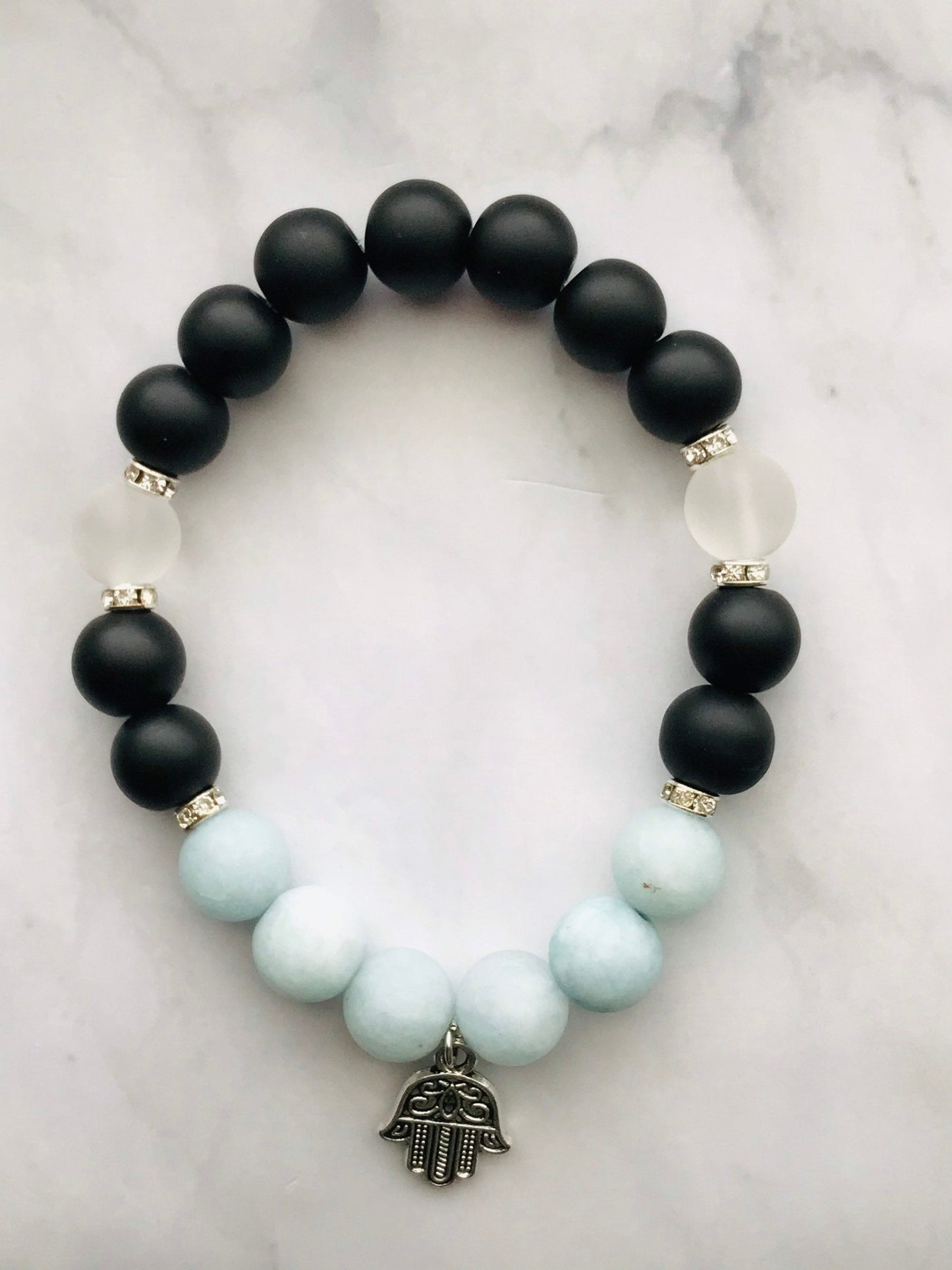 Handmade Black Obsidian, Clear Quartz, Aquamarine, Gemstone Bracelet, Energy Bracelet, Healing Bracelet, Mercury Retrograde Gemstones