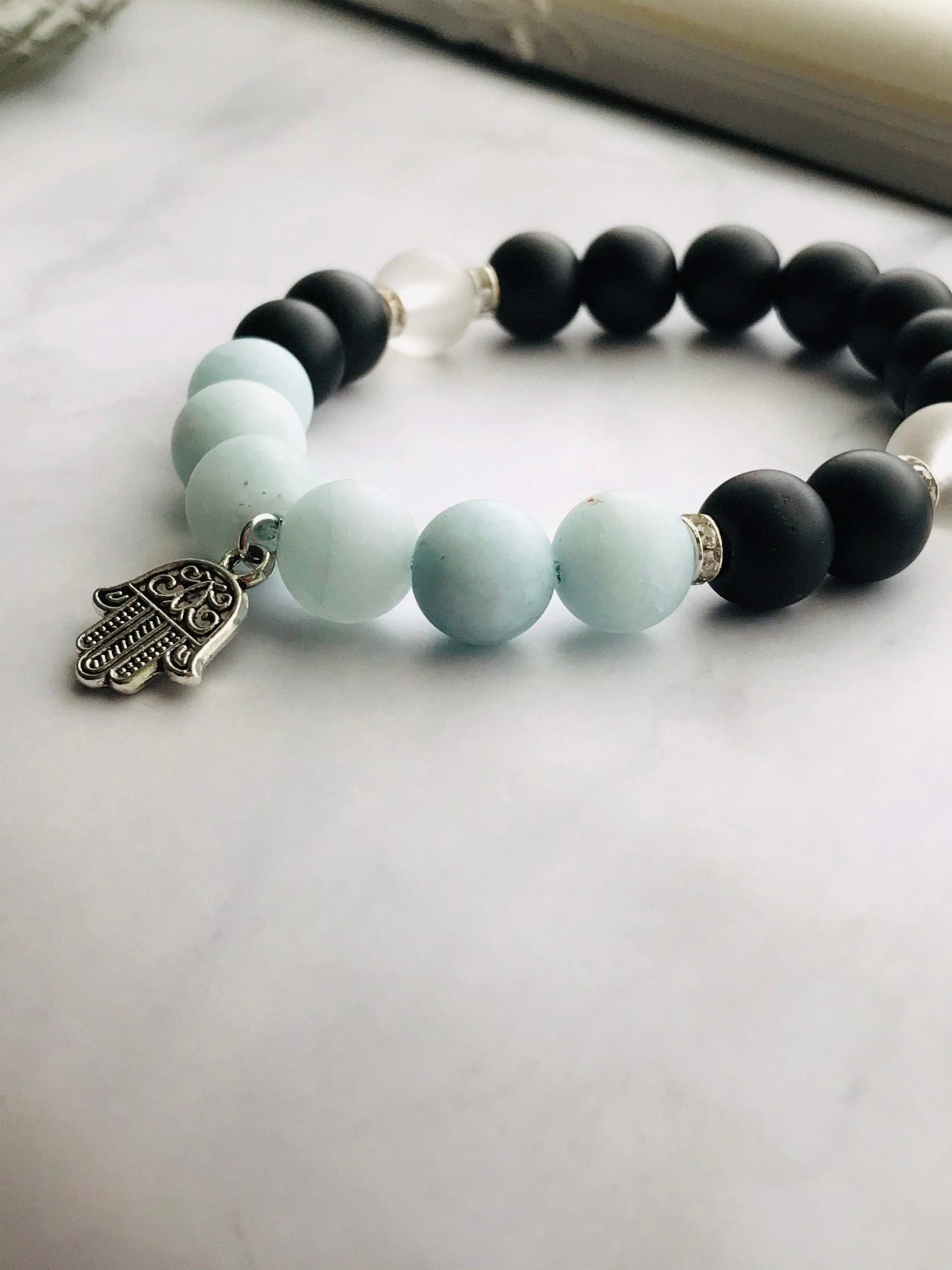 Handmade Black Obsidian, Clear Quartz, Aquamarine, Gemstone Bracelet, Energy Bracelet, Healing Bracelet, Mercury Retrograde Gemstones