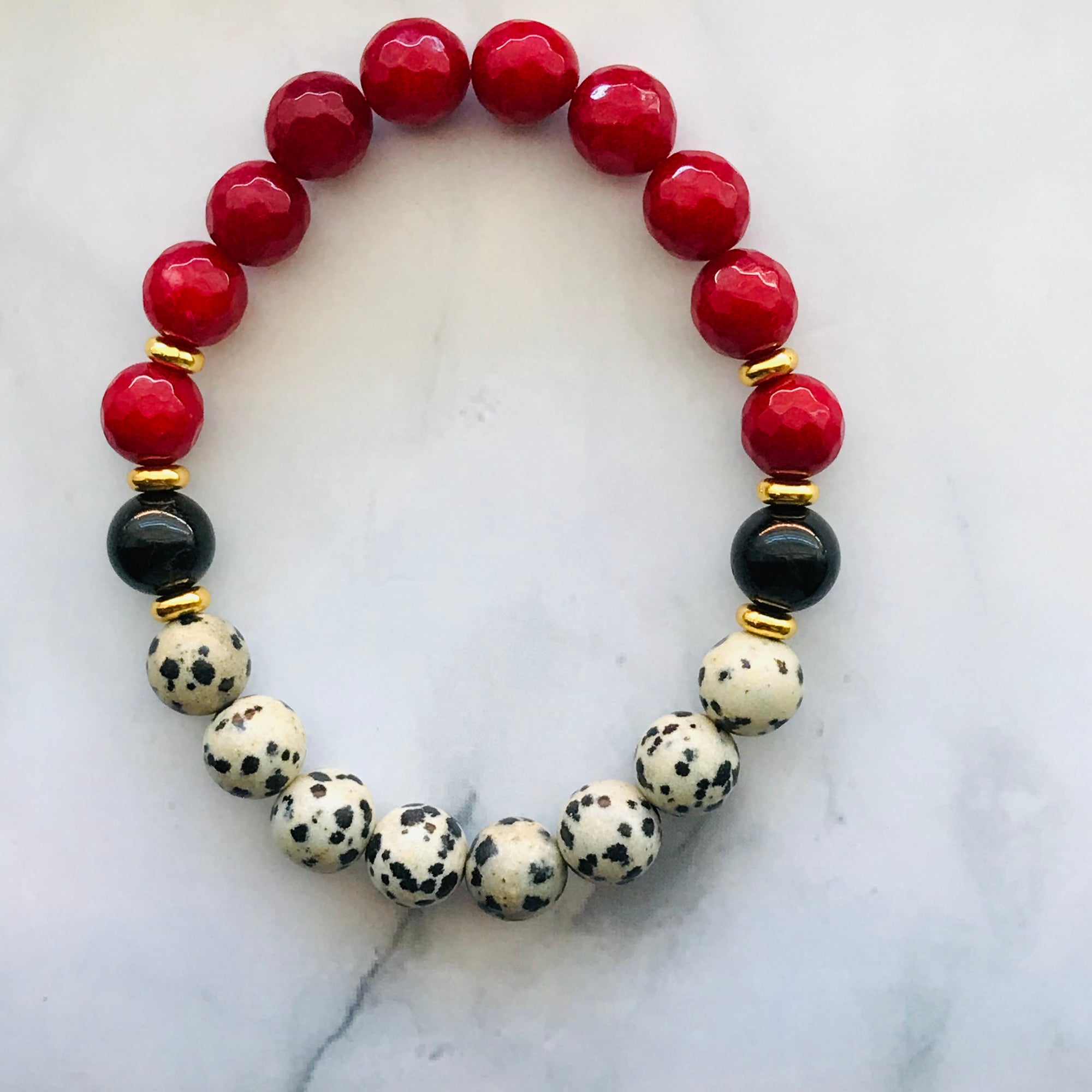 Handmade “Dalmatian” Energy Healing Gemstone Bracelet