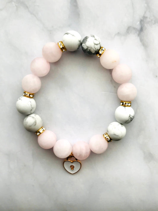 Handmade Howlite and Rose Quartz Energy Healing Gemstone Bracelet