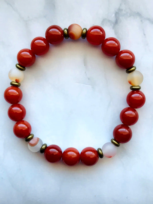 Handmade Fire Agate Red Jasper Energy Healing Gemstone Bracelet
