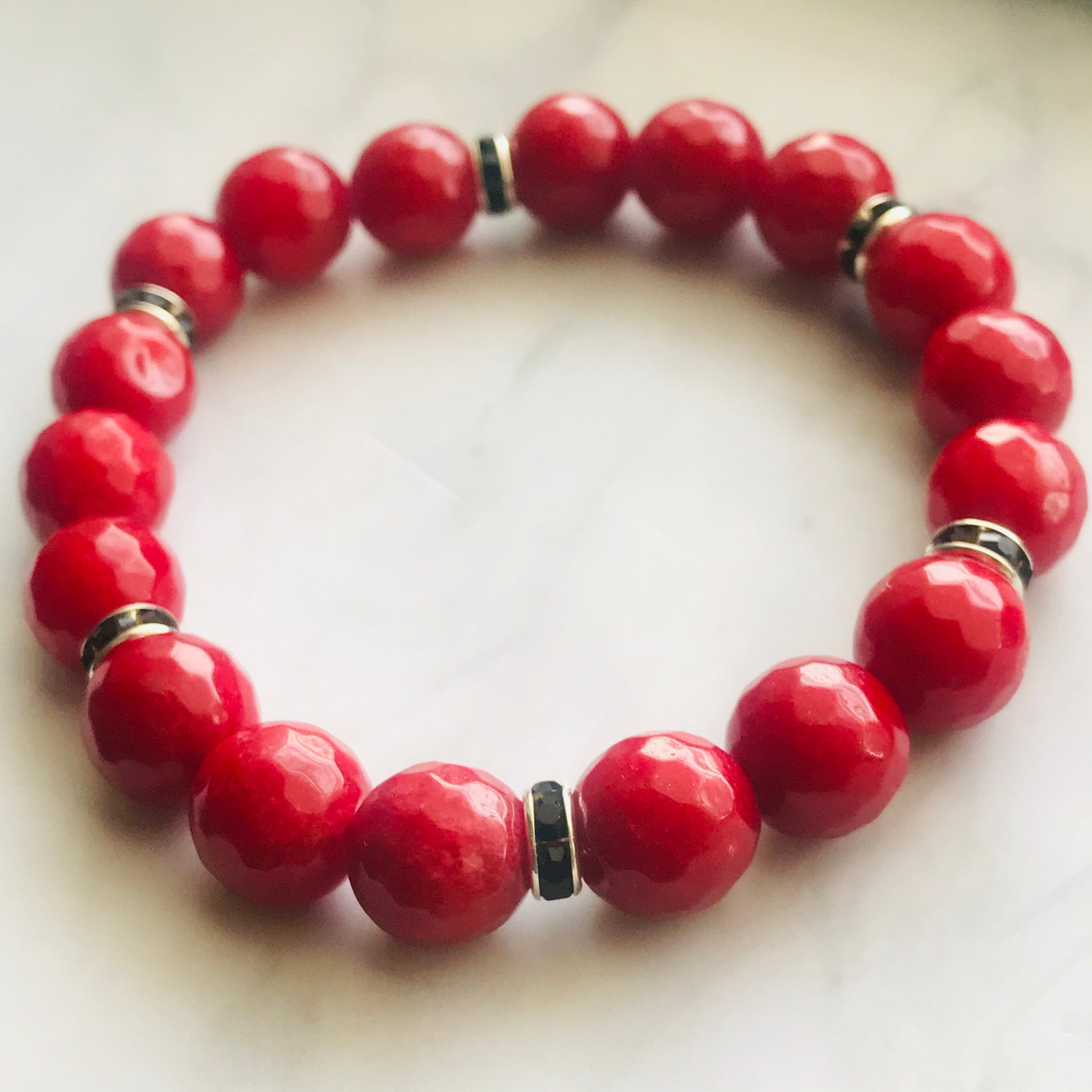 Root Chakra Support Red Jade Gemstone Handmade Bracelet, Energy Bracelet, Energy Healing, Gemstone Beaded Bracelet