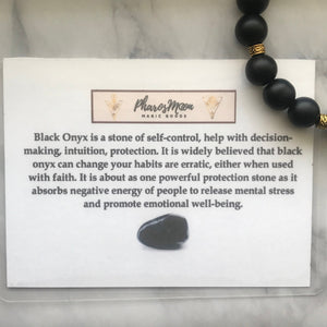 Black Onyx and Dalmatian Jasper Gemstone Handmade Bracelet, Energy Bracelet, Energy Healing, Gemstone Beaded Bracelet