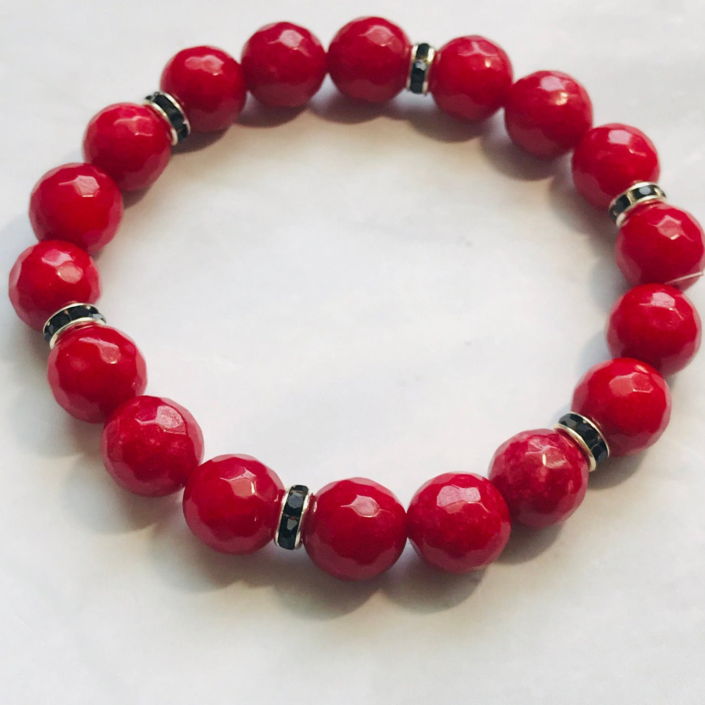 Root Chakra Support Red Jade Gemstone Handmade Bracelet, Energy Bracelet, Energy Healing, Gemstone Beaded Bracelet