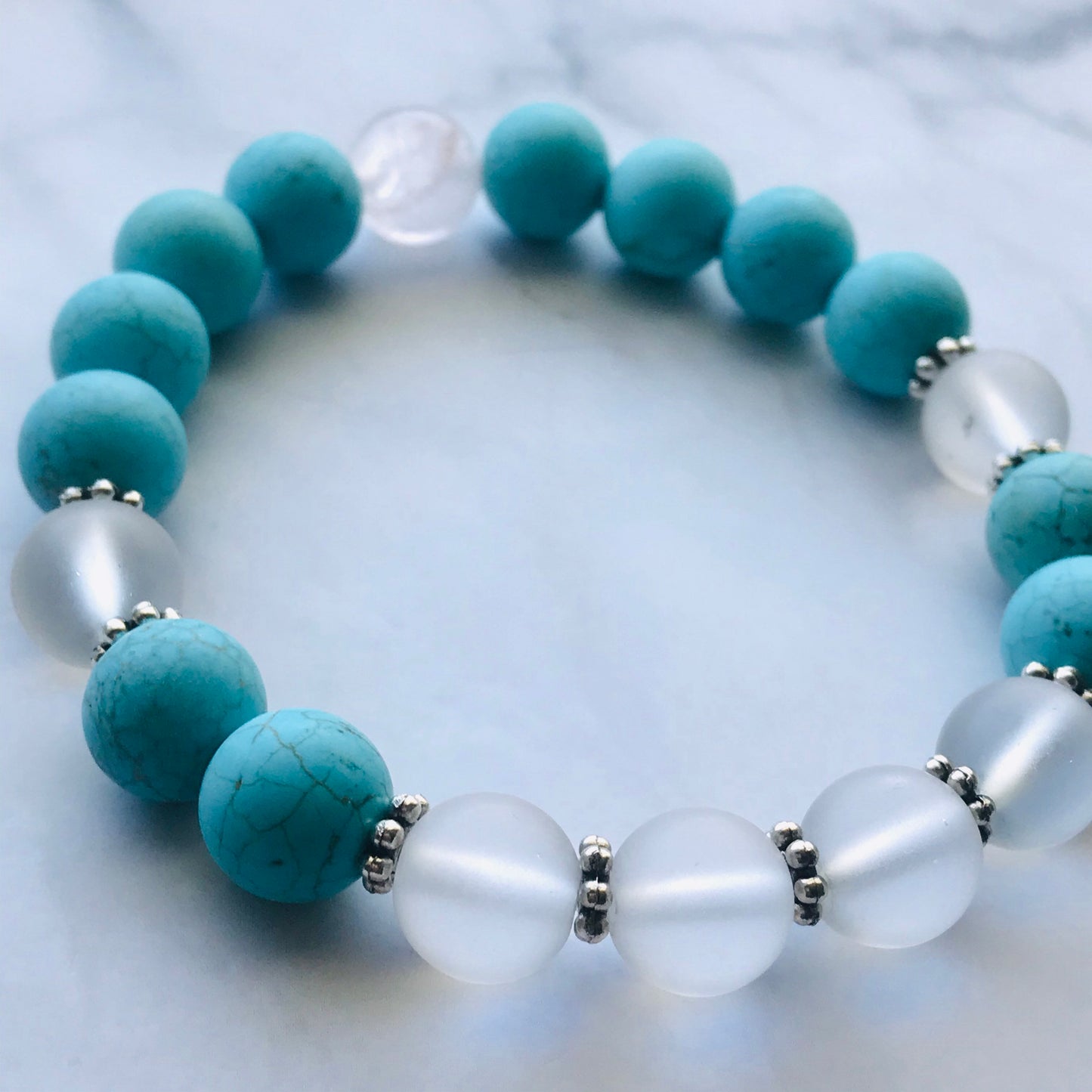 Handmade Turquoise, Clear Quartz, Rose Quartz, Gemstone Bracelet, Energy Bracelet, Healing Bracelet