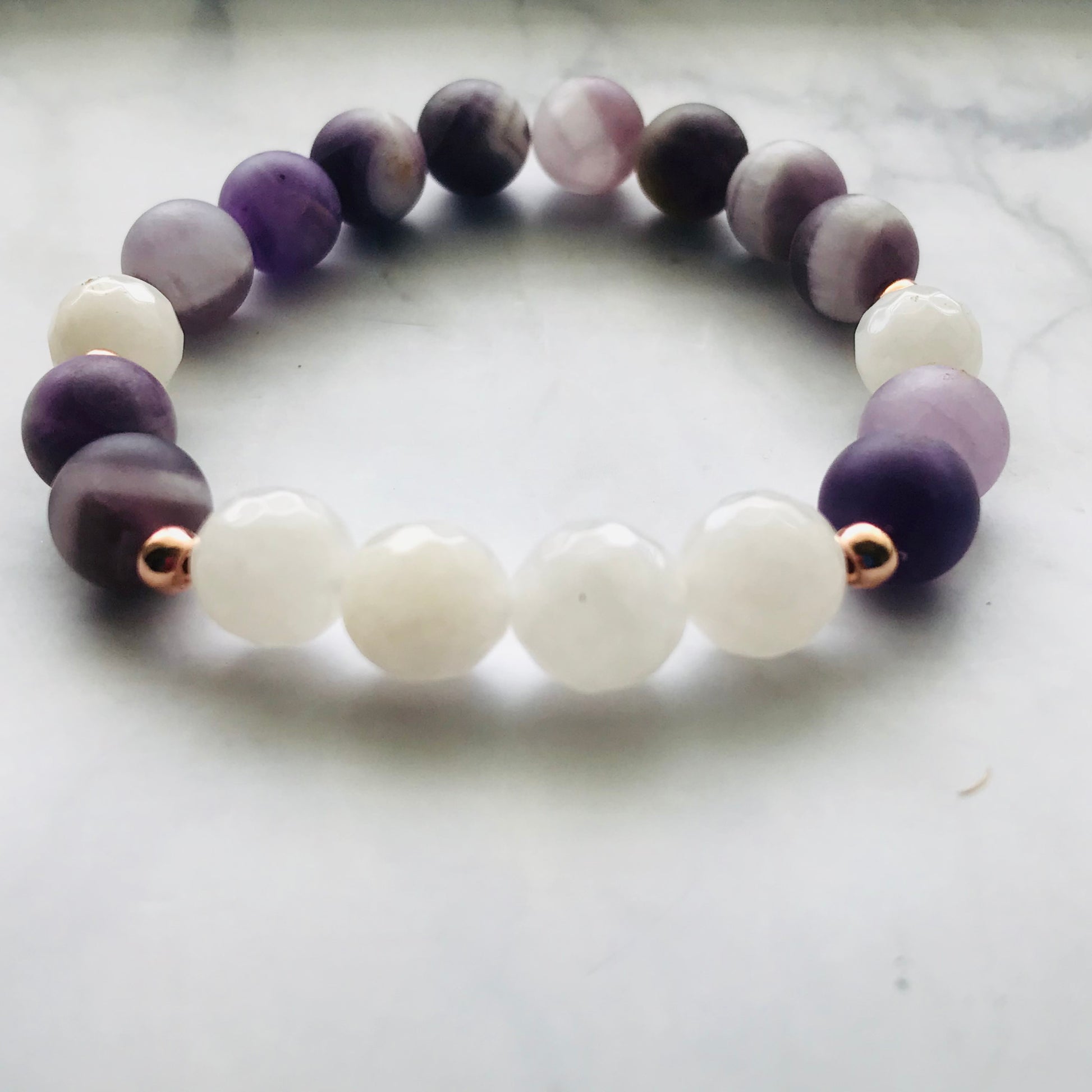 Handmade Crown Chakra -Amethyst Energy Healing Gemstone Bracelet - PharosMoon