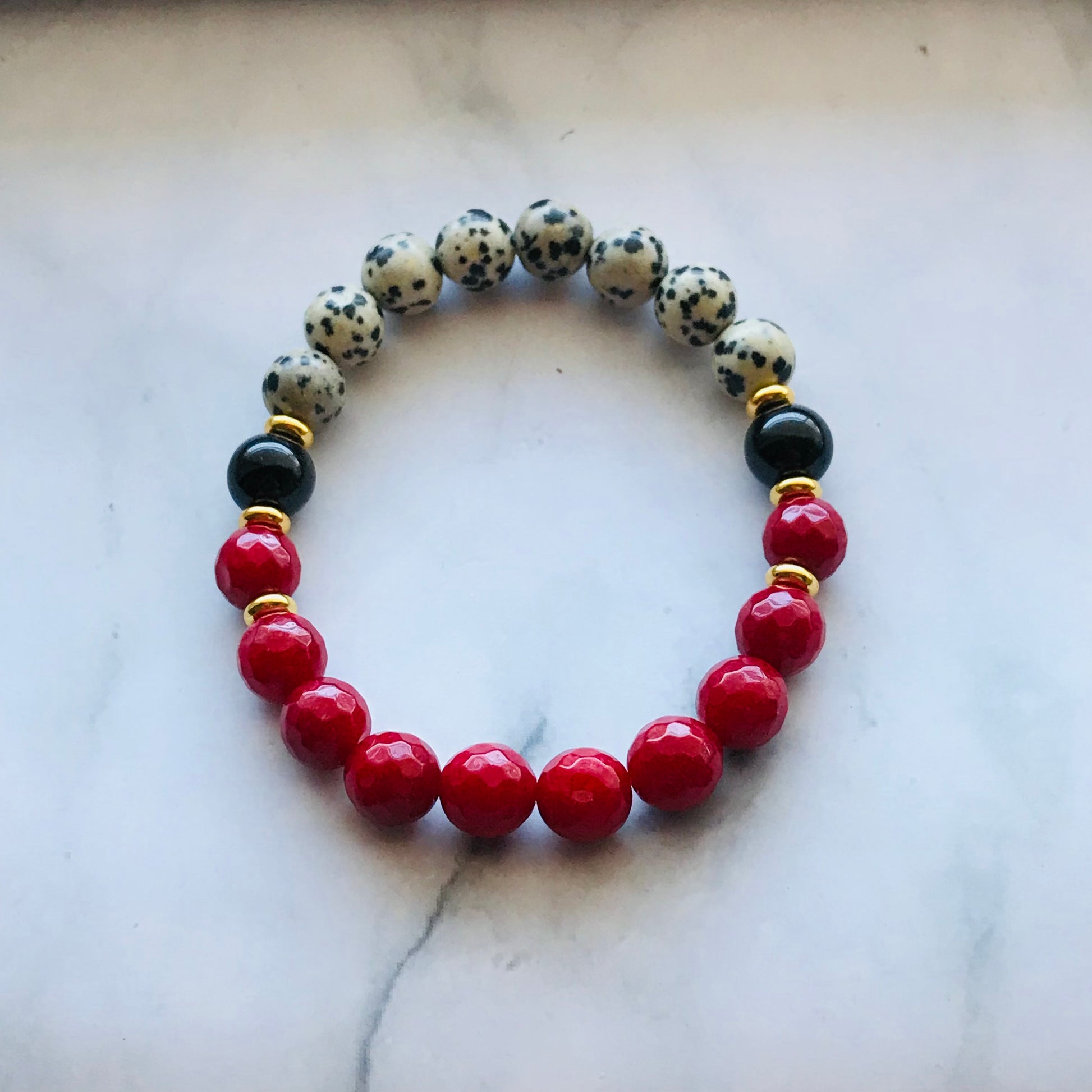 Handmade “Dalmatian” Energy Healing Gemstone Bracelet - PharosMoon