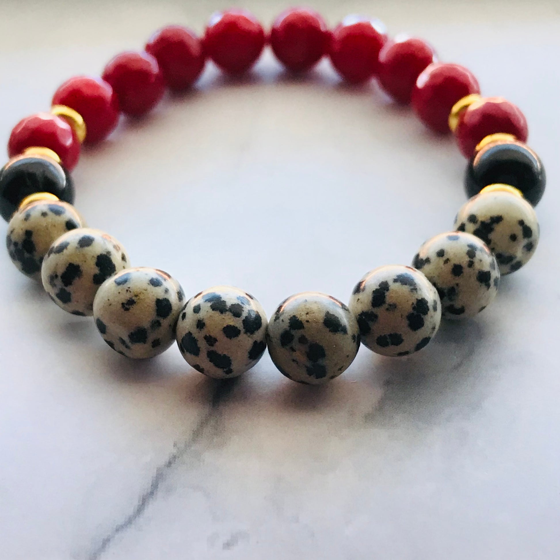 Handmade “Dalmatian” Energy Healing Gemstone Bracelet - PharosMoon