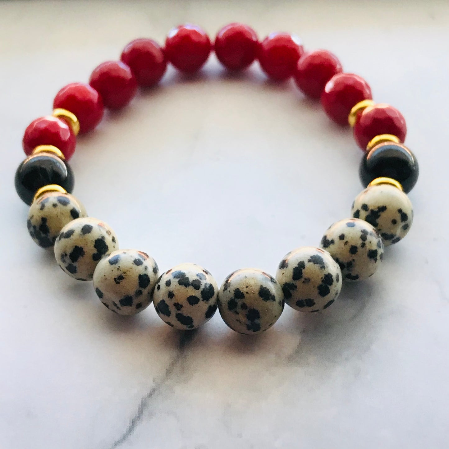 Handmade “Dalmatian” Energy Healing Gemstone Bracelet - PharosMoon