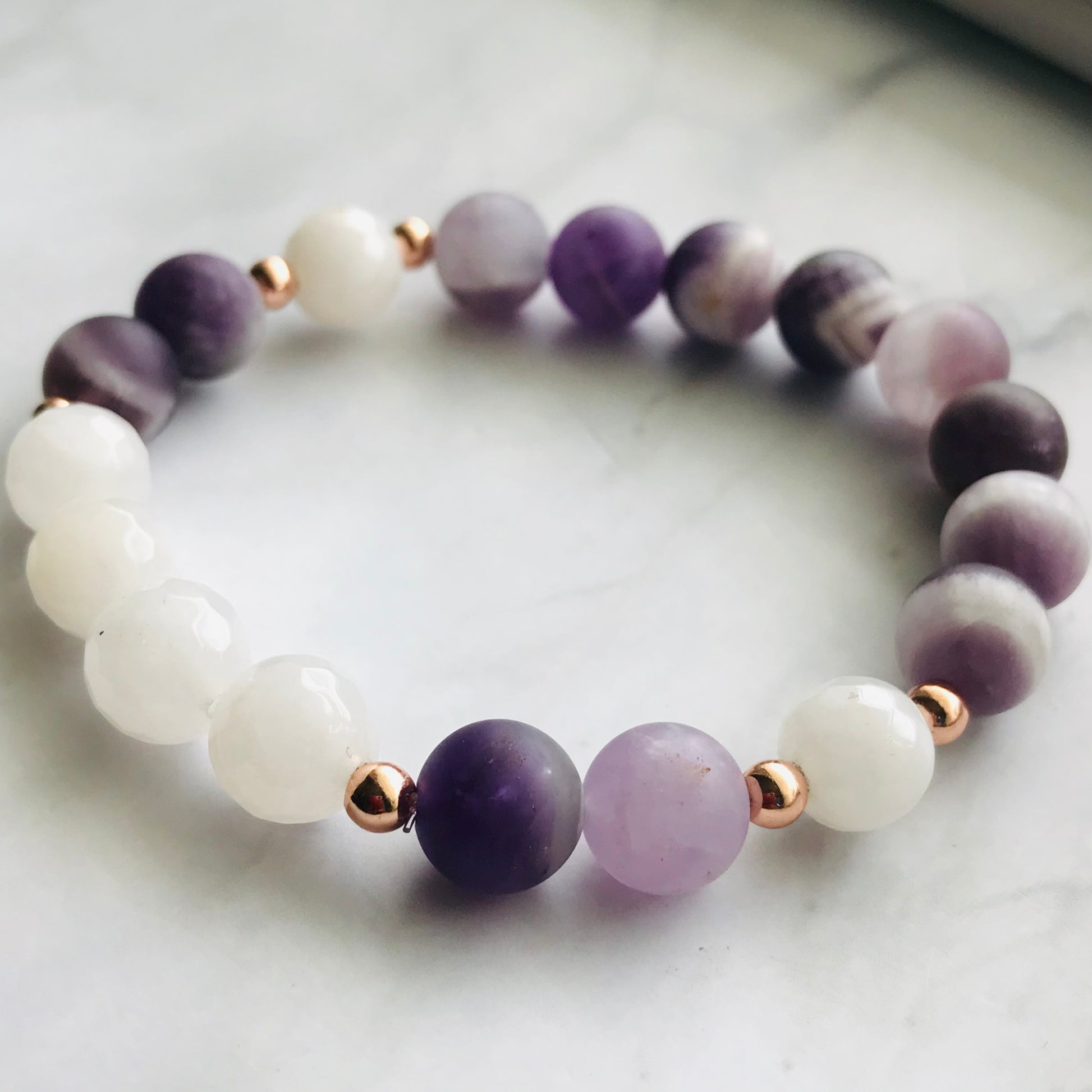 Handmade Crown Chakra -Amethyst Energy Healing Gemstone Bracelet - PharosMoon