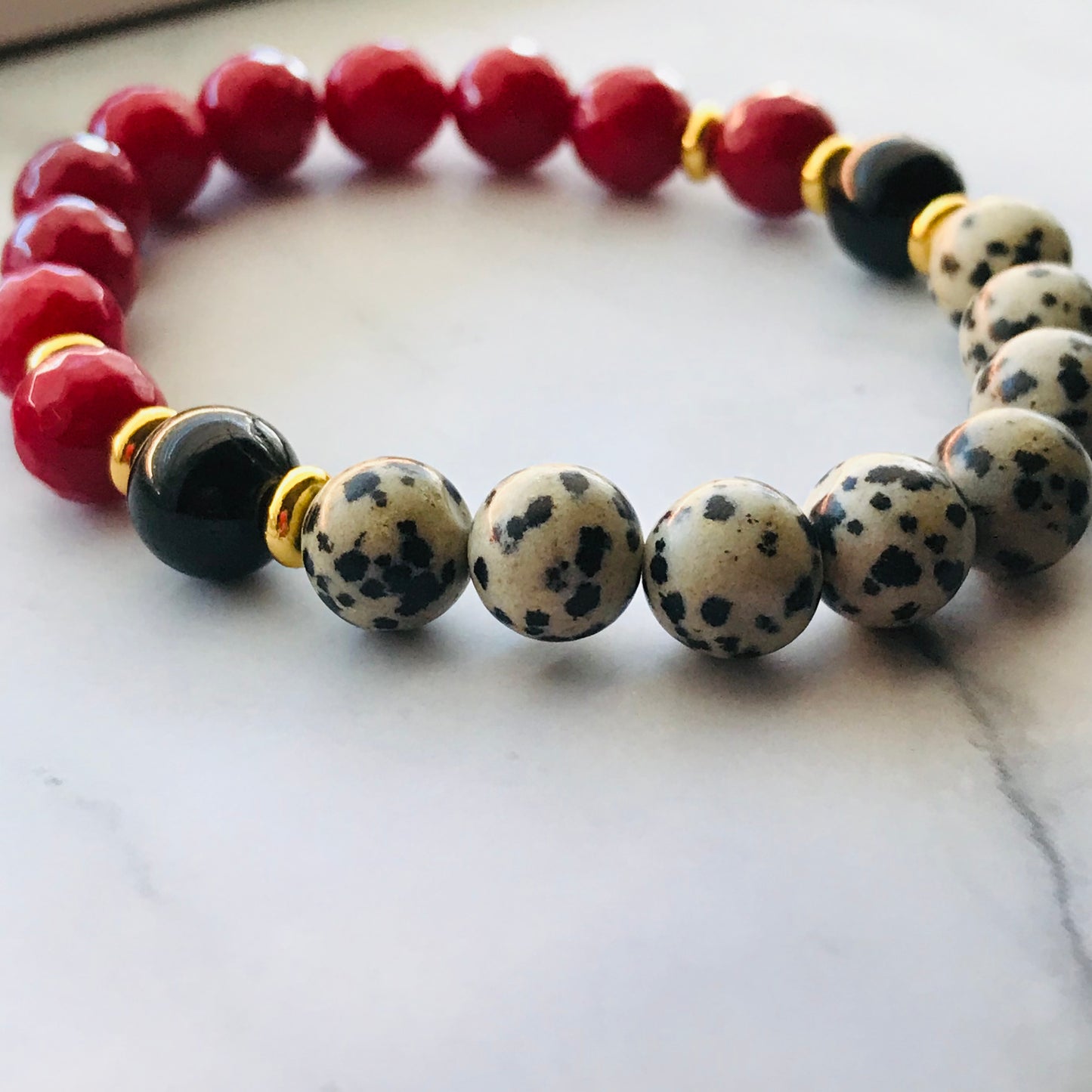 Handmade “Dalmatian” Energy Healing Gemstone Bracelet - PharosMoon