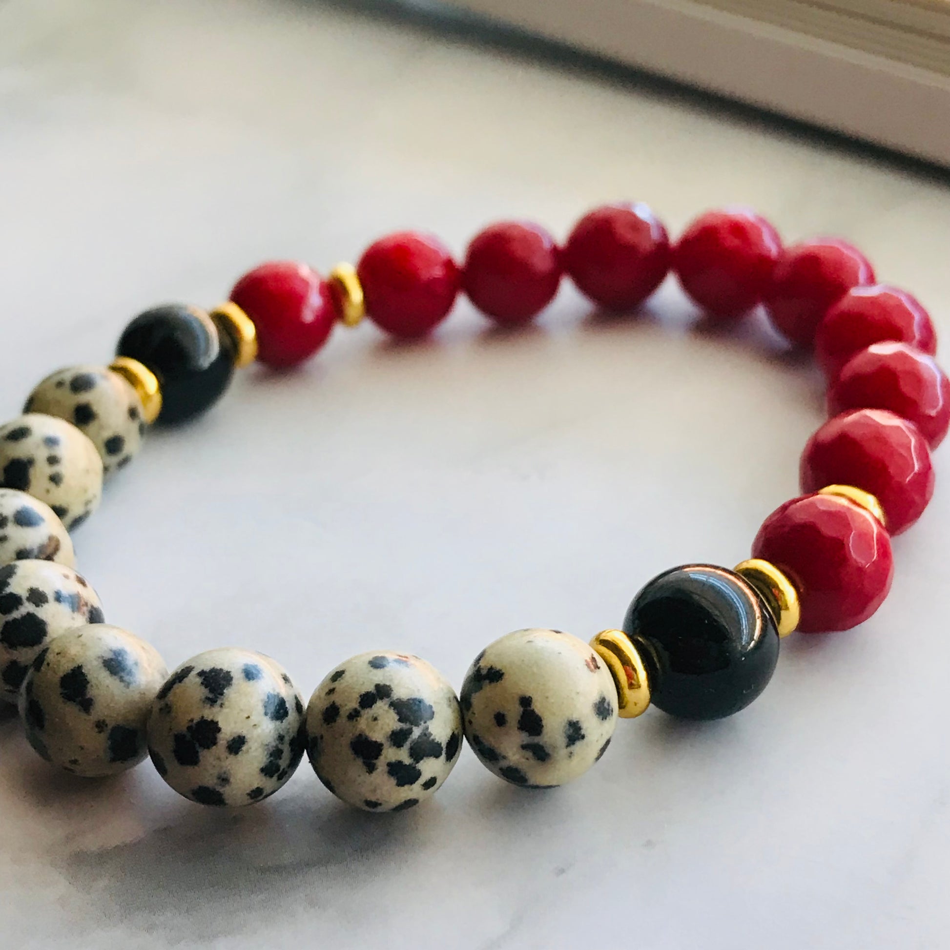 Handmade “Dalmatian” Energy Healing Gemstone Bracelet - PharosMoon