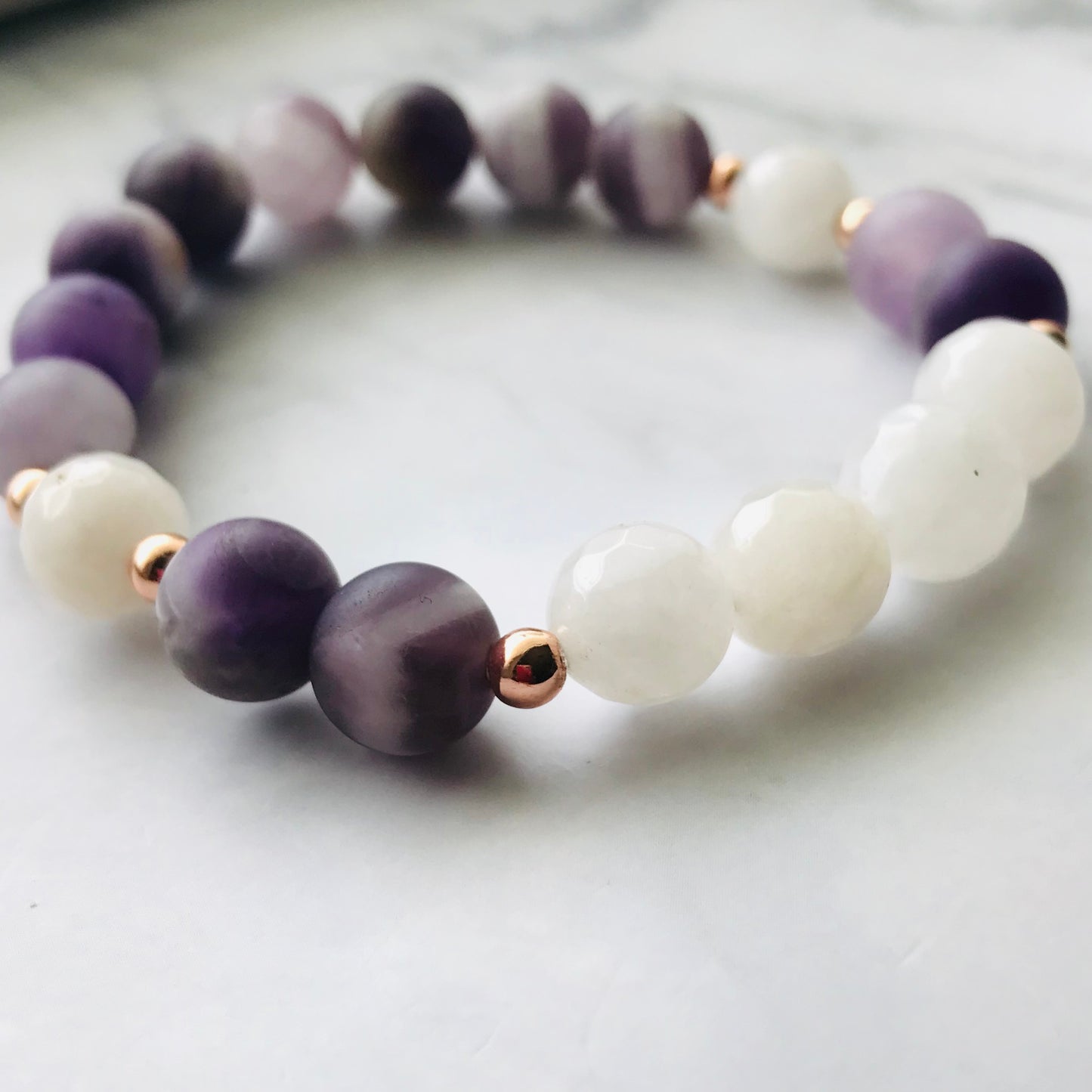 Handmade Crown Chakra -Amethyst Energy Healing Gemstone Bracelet - PharosMoon